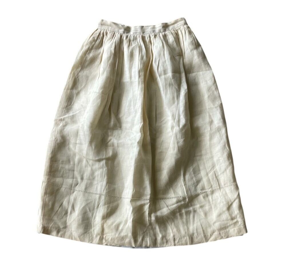 Irish Linen Pale Yellow Skirt Size 4 Below Knee Vintage Tea Bridgerton Twee LARP